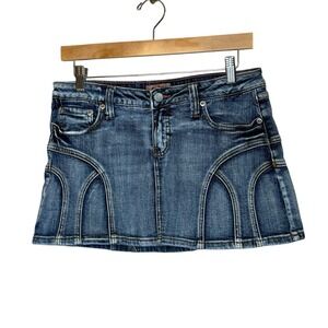 Vtg No Boundary Y2K Denim Mini Skirt Size 9 ASO Below Deck Streetwear HipHop
